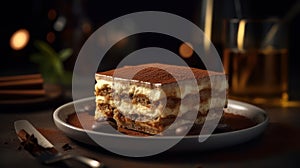 Indulge in the Richness of Tiramisu - A Close-Up Food Photography