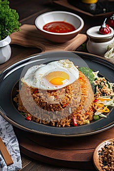 Indulge in the scrumptiousness of fried rice, a culinary masterpiece, nasi goreng