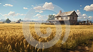 Indulge in the Serene Splendor of Rural Living: A Delightful Representation of a Traditional Farmhouse - Generative AI