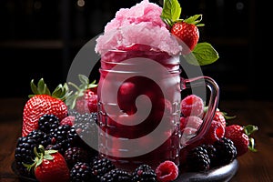 Indulge in a sumptuous and healthful smoothie displayed in an elegant and stunning glass
