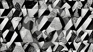 Seamless black and white geometric patterns