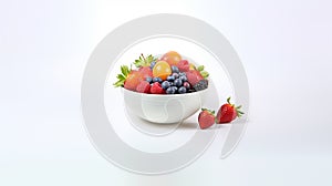 Fresh and Vibrant Bowl of Assorted Fruits - Colorful Healthy Eating Concept on White Background photo
