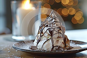 Indulgent Baked Alaska chocolate. Generate ai