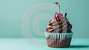 Indulgent Chocolate Cupcake with Rich Chocolate Frosting and Chocolate Toppings