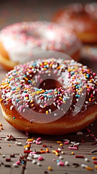 Indulgent delight Closeup of a delectable, sweet glazed donut