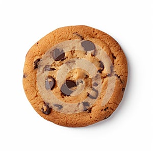 Indulgent Delight: Isolated Chocolate Chip Cookie on White Background