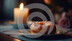 Indulgent dessert plate with chocolate donut temptation generated by AI