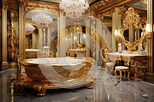 Indulgent Gold bath. Generate Ai