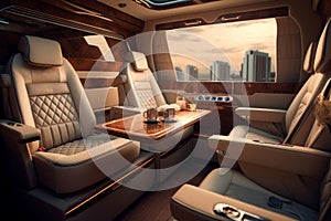 Indulgent Luxury van interior. Generate Ai