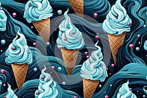 Indulgent Pattern blue ice cream snack. Generate Ai photo
