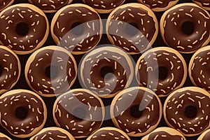 Indulgent Pattern brown choco donuts. Generate Ai