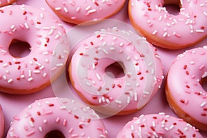 Indulgent Pink donut pattern calories. Generate ai