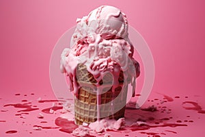 Indulgent Pink ice cream. Generate Ai