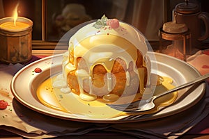 Indulgent Pudding custard dessert. Generate ai