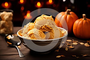 Indulgent Pumpkin ice cream. Generate Ai