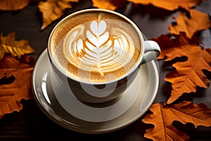 Indulgent Pumpkin spice late aroma cup. Generate Ai