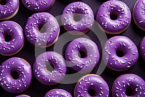 Indulgent Purple donuts food. Generate Ai photo