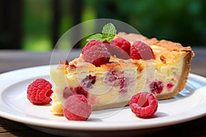 Indulgent Raspberry quiche. Generate Ai