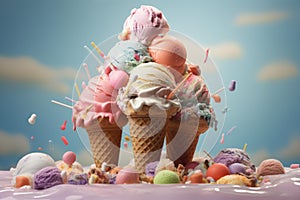 Indulgent Scoops ice cream. Generate Ai photo