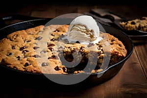 Indulgent Skillet cookie ice cream. Generate Ai photo