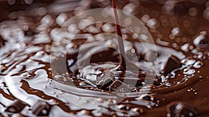 Indulgent Stream of Liquid Chocolate for Dessert and Treats - Stock Photo