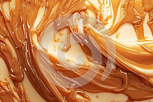 Indulgent toffee swirls with caramel, evoking tempting sweetness