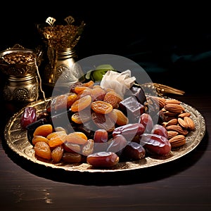 Indulging in a Platter of Luscious and Succulent Dates, Golden Delights of Exquisite Temptation