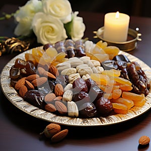 Indulging in a Platter of Luscious and Succulent Dates, Golden Delights of Exquisite Temptation