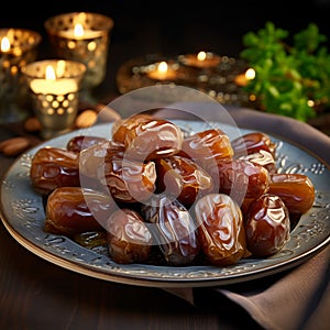 Indulging in a Platter of Luscious and Succulent Dates, Golden Delights of Exquisite Temptation