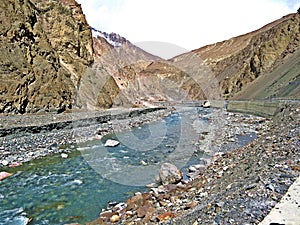 Indus river flowing through Karakorum mountain range