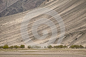 Indus river flowing through mountains in Ladakh