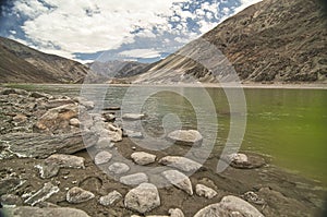 Indus river flowing through mountains in Ladakh