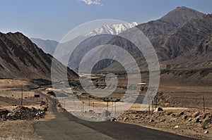 Indus river flowing through mountains in Ladakh, India