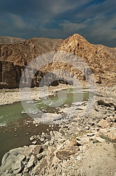 Indus River valley along the road to lake Tsomoriri in Ladakh