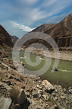 Indus River valley along the road to lake Tsomoriri in Ladakh