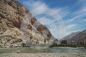 Indus River valley along the road to lake Tsomoriri in Ladakh