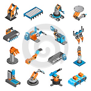 Industial robot isometric icons