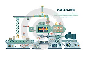 Industrial abstract machine in flat style. Vector