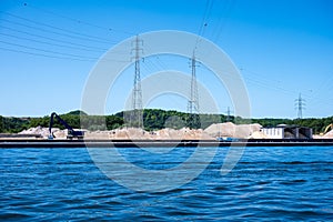 Industrial activity at the banks of the ALbert canal, VisÃ©, Wallonia, Belgium photo