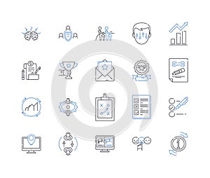 Industrial advancement line icons collection. Automation, Modernization, Progress, Innovation, Technological