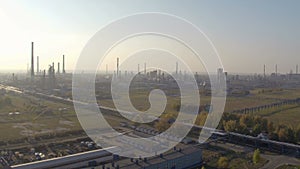 Industrial aerial view of big modern oil and gas plant or factory