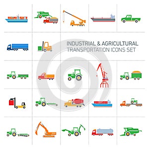 Industrial and agricultural icons set