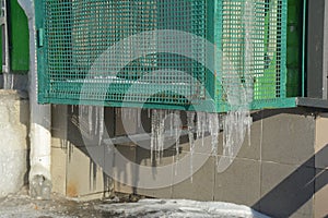 Industrial air conditioner compressor in ice
