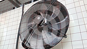 Industrial air conditioner outdoor unit. fan rotation.