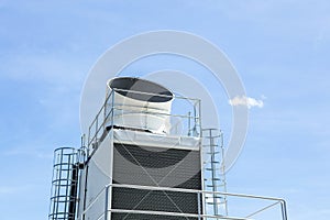 Industrial air conditioner on the roof with blue sky