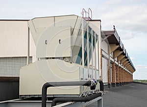 Industrial air conditioner on the roof. Compressor, cooler.