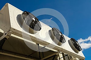 Industrial air conditioning system on the wall outdoors