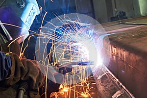 Industrial arc welding work