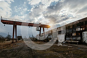 Industrial area, old shabby abandoned industrial buildings