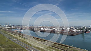 Industrial area in the Port of Rotterdam in The Netherlands. port of rotterdam zuid holland/netherlands products terminal